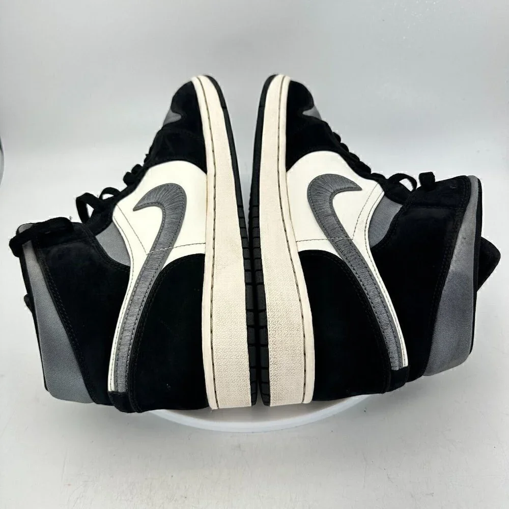 Nike Air Jordan 1 Retro Mid Men Size 12 852542-011 Satin Grey Toe Black  Shoes